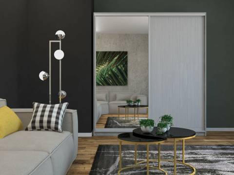 Шкаф-купе Ксения 1400 рельефный МДФ/зеркало