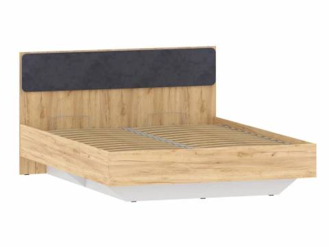 Кровать Оттавия НМ 011.56 Велюр Ультра графит, Дуб Крафт Золотой