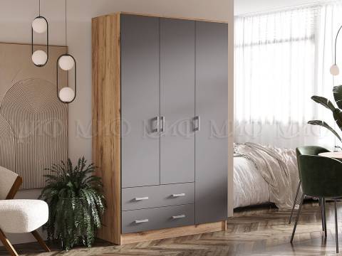 Шкаф 3-х створчатый Миф Графит/Дуб Крафт