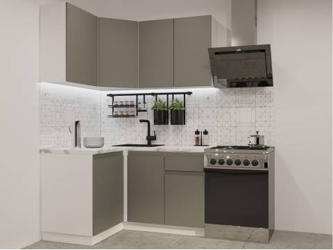 Кухонный гарнитур арт 2 Лайн Обсидиан 1200х1400 мм