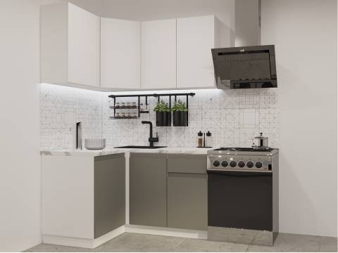 Кухонный гарнитур арт 5 Лайн Тальк Обсидиан 1200х1400 мм