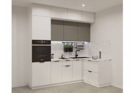 Кухонный гарнитур арт 9 Фаска Обсидиан Тальк 2400х1400 мм