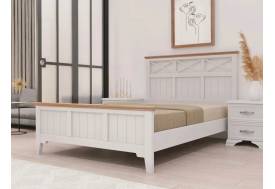 Кровать Грация-5 1400 Белый античный с карнизом Сосна