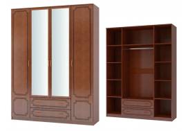 Шкаф ШР-4 платье и бельё с зеркалом Лак Орех
