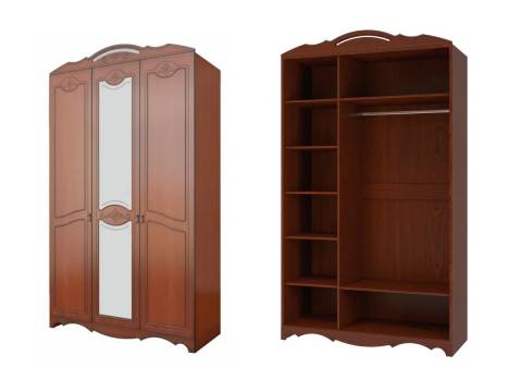 Шкаф для платья и белья ШР-3 Лотос Лак Орех