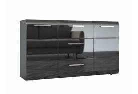 Комод 3 ящика 2 двери без стекла Домино черный