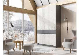 Шкаф 3-х створчатый Роджина Графит/Дуб Крафт Белый