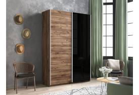 Шкаф-купе Прайм 2-х дверный 1200 ДСП/Стекло Черное Крафт табачный