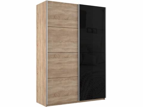 Шкаф-купе Прайм 2-х дверный 1400 ДСП/Стекло Черное Сонома