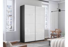 Шкаф-купе Прайм 2-х дверный 1400 Стекло Белое Серый Диамант