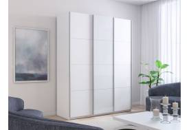 Шкаф-купе Прайм 3-х дверный 2100 ДСП/Стекло Белое/ДСП Белый Снег