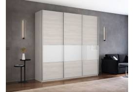 Шкаф-купе Прайм Широкий 3-х дверный ДСП/вставки Стекло Белое Ясень Анкор Светлый