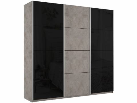 Шкаф-купе Прайм Широкий 3-х дверный два черных стекла/ДСП Бетон