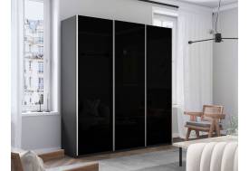 Шкаф-купе Прайм Широкий 3-х дверный три черных стекла Серый Диамант