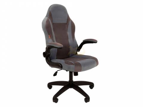 Кресло Chairman game 55 Россия голубой/серый велюр Т71/Т55 пластик черный