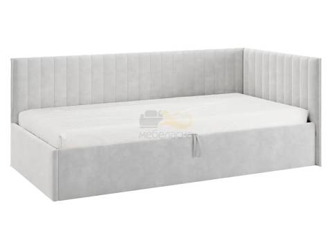 Кровать-тахта с подъемным механизмом Твикс цвет велюра галька