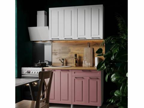 Кухня Аликанте 1200 МДФ Белый снег/пудра без столешницы