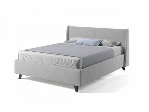 Кровать Лорен с ПМ 1200х2000 мм микровелюр светло-серый