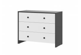 Комод 3 ящика Дольче Графит/Белый