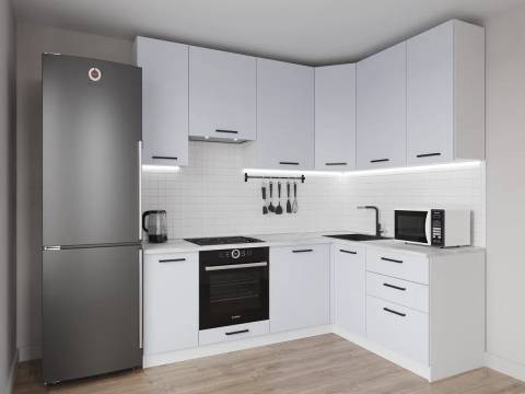 Кухонный гарнитур Смоки 2200х1600 (верх 950 мм) МДФ