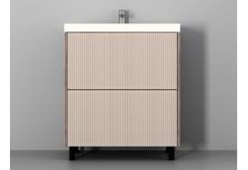 Тумба Рица 60 напольная 2 ящика раковина Океан 60 cерый/керамика