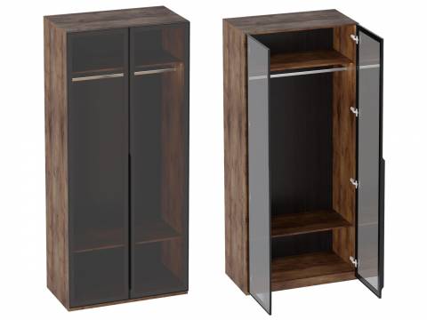 Шкаф двухстворчатый Браун со стеклянными дверями без светильника