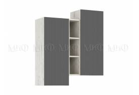 Шкаф подвесной комбинированный Оскар Графит Софт, Дуб Крафт Белый