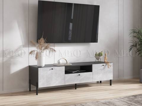 Тумба ТВ малая (металл) Оливия Мрамор Глянец, Графит