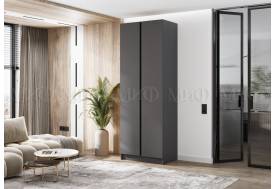 Шкаф двухстворчатый Келвин (800) Графит-вставка черная