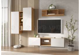 Гостиная навесная Флэш Браш Вайт, Дуб Крафт