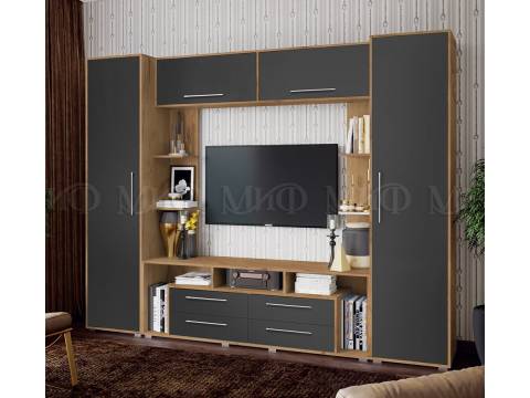 Гостиная Гармония Графит Софт, Дуб Крафт