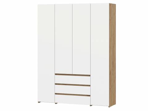 Шкаф комбинированный четырехстворчатый Некст 1 Дуб Золотой/Белый
