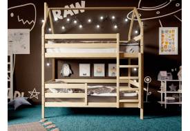 Двухъярусная кровать-домик без покраски 80х160 см