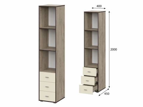 Пенал открытый Этна пн1 Дуб Эндгрейн/Алебастр