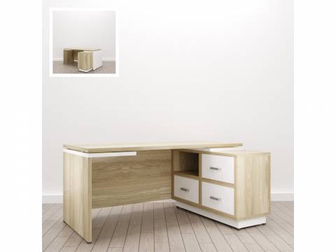 Стол для руководителя Дизайн Правый (Е-5) Eclectic eco Дуб рокпайл-белый