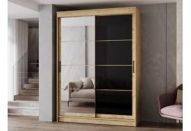 Шкаф-купе Гранд-1 1600 Дуб Вотан-двери Зеркало-Лакобель черный