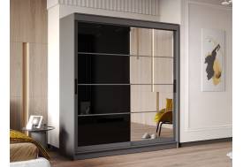 Шкаф-купе Гранд-1 2000 Графит-двери Зеркало-Лакобель черный