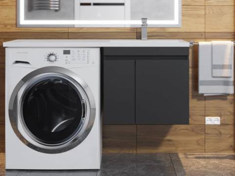 Тумба с раковиной Uperwood Magenta 60-120 см подвесная черная с дверцами правая