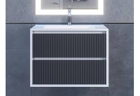 Тумба с раковиной Uperwood Next Premium белая/графит 2 ящика 70 см