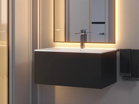 Тумба с раковиной Uperwood Parma Premium черная 75 см