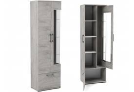 Пенал Д-3л со стеклом левый Денвер Риббек серый