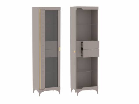 Пенал со стеклом узкий Сиде Мокко