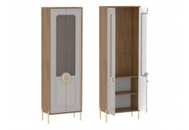 Пенал со стеклом Палермо Дуб Каселла коричневый