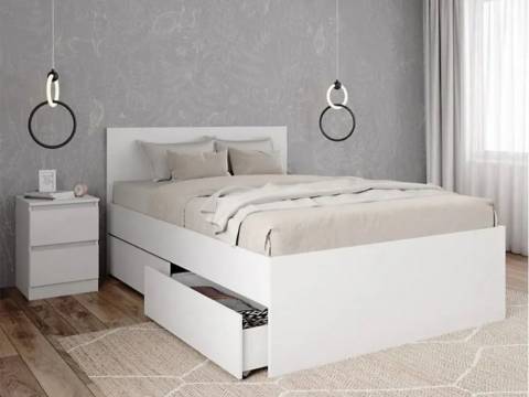 Кровать Мори КРМЯ 1400.1/1 Белый с ящиками МЯ 995.2