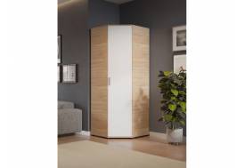 Шкаф угловой со штангой и полками арт. 557 дуб сонома/белый