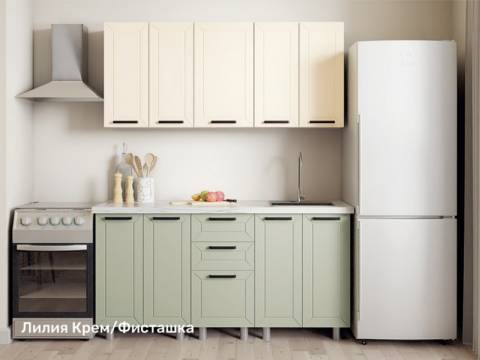 Кухонный гарнитур Лилия 1600 мм Крем/Фисташка