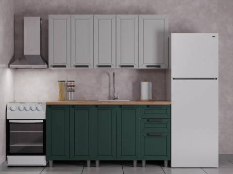 Кухонный гарнитур Лилия 1600 мм Керамика/Изумруд
