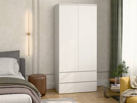 Шкаф 2-хстворчатый с 2-мя ящиками Прайм белый