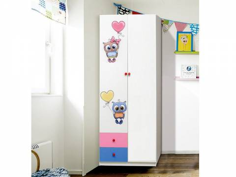 Шкаф двухдверный комбинированный с фотопечатью Совята 2.2