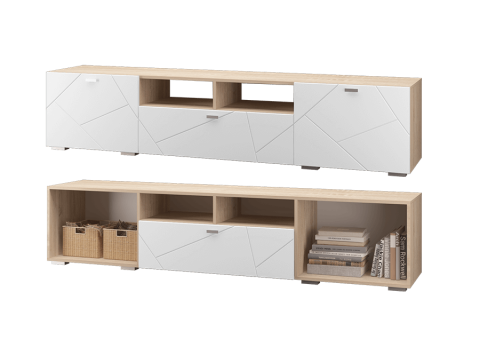 Тумба под ТВ 1ящик 2 двери Скайлайн белый шагрень